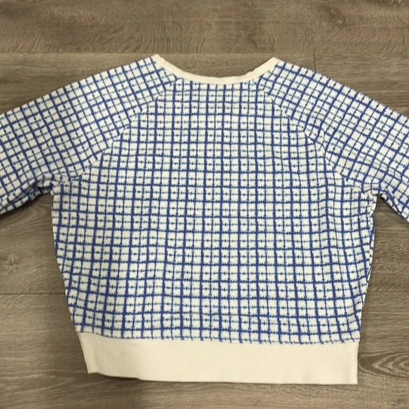 Champion Cropped Crewneck Sweatshirt Blue White Windowpane Checked S - Picture 13 of 15
